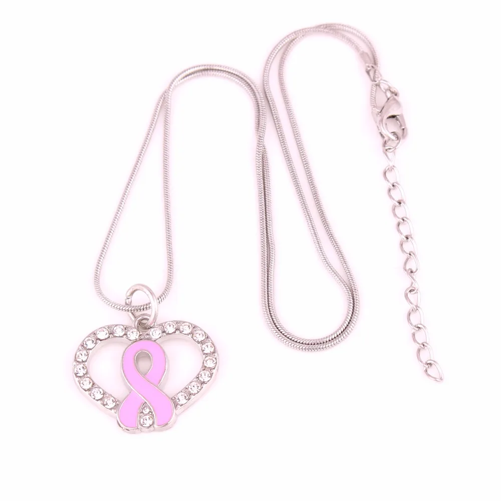 Health alert jewelry Breast Cancer Awareness Pink Enamel Ribbon Bow