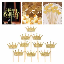 20x блестящая золотая корона Звезда Сердце Свадебная чашка торт Топпер сувениры День рождения украшения DIY обертка центральный