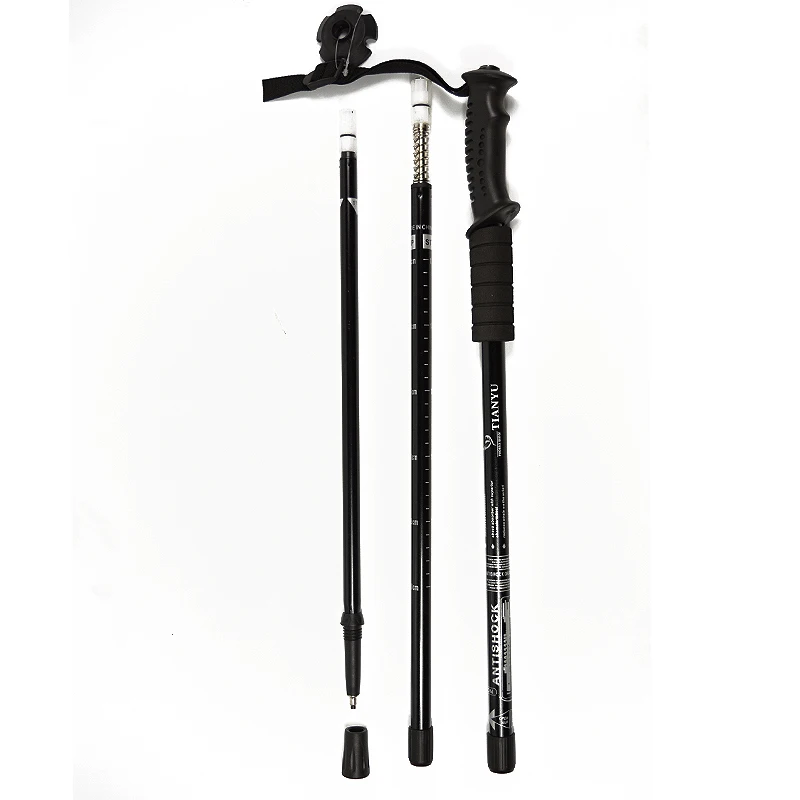 De aluminio recto agarre caminar al aire libre de senderismo viajando escalada caminar Protector 3-sección ajustable bastones De aluminio recto agarre caminar al aire libre de senderismo viajando escalada caminar Protector 3-sección ajustable bastones