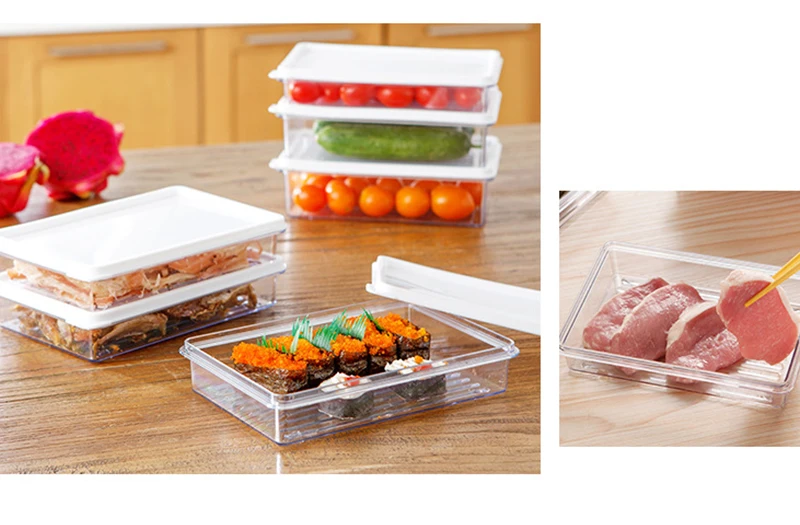 Plastic Food Storage Boxes For Freezer Foods Organzier Container Kitchen Egg Fish Fresh Keeping Case Beans Pantry Lunch Box