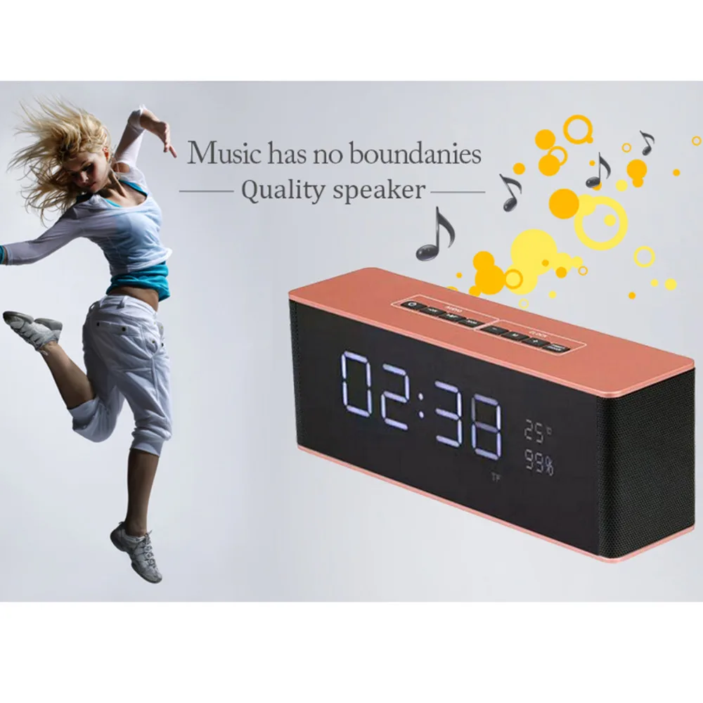 LP-06 Portable Bluetooth Speaker 10W  with LED Display FM Radio Alarm Clock Mic HIFI Mini Wireless Stereo Soundbar for Computer 
