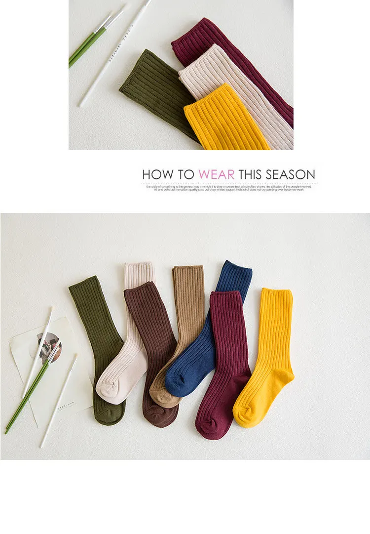 CHAOZHU 2019 новый высокие носки для женщин 200 Вышивка крестом иглы хлопок вязание ребра одноцветное цвета 14 видов 4 сезона основной ежедневно
