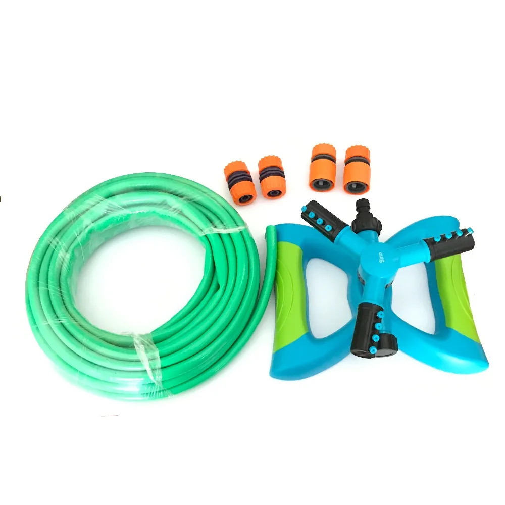 

garden and lawn irrigation kit 10 m 1/2'' Pvc Hose 360 Degree Circle Rotating Sprinkler 2pcs 1/2'' Quick Connector Repair joints