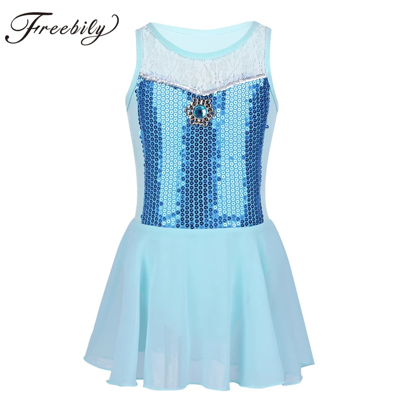 

Sequined Girls Ballet Gymnastics Leotard Dance Tutu Dress Kids Figure Skating Stage Performance Fancy Dance Party Costumes