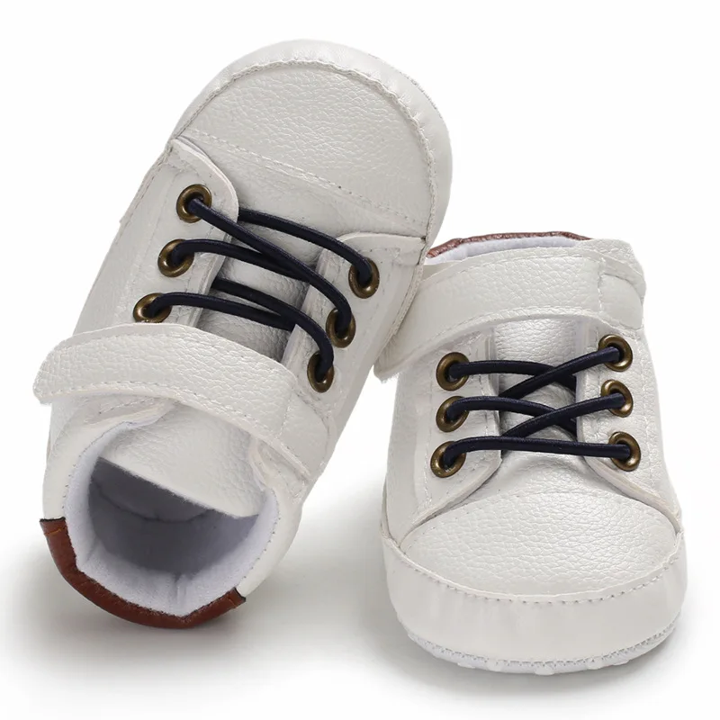 Sundae Angel/детская обувь для мальчиков; повседневная обувь с высоким верхом на мягкой подошве для новорожденных; первые ходунки для малышей; нескользящие однотонные ботинки из искусственной кожи
