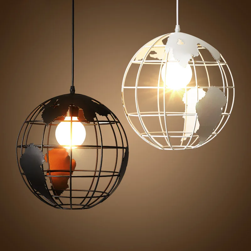 Nordic loft retro industrial Iron globe circular single-head chandelier Restaurant Bar Cafe lamp | Лампы и освещение