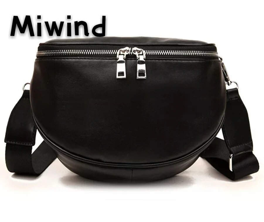 MIWIND Fashion Quality Leather Waist Bag Women Pack Female Belt Bags