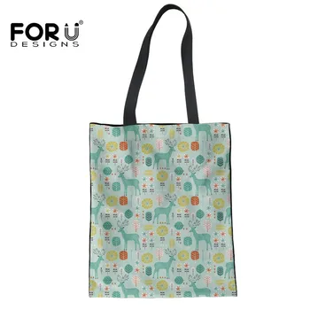 

FORUDESIGNS Satchel Garden Deers Women Canvas Bag for Travel Shoulder Bag Women's Handbags Reusable Organizer Beach Bag Tote