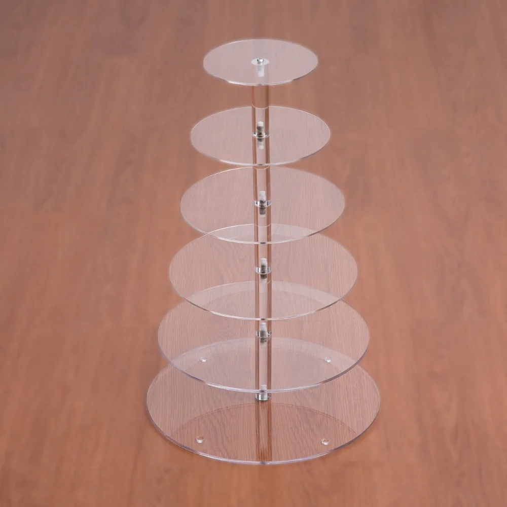 6 Tier Crystal Acrylic Round Cupcake Stand or Round perspex cake