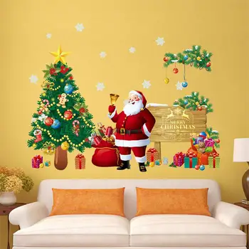 

DIY Merry Christmas Wall Stickers Decoration Santa Claus Gifts Tree Window Wall Stickers Removable Vinyl Wall Decals Xmas Decor