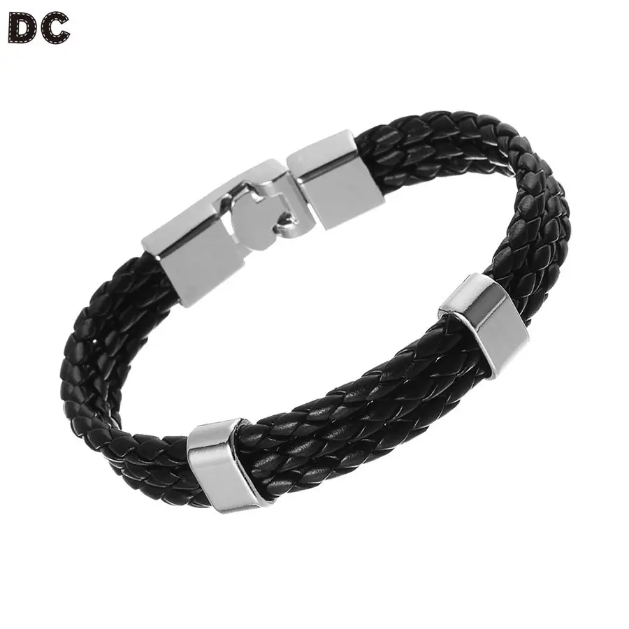 

DC 1pc Genuine Leather Braided Bracelet for Women Men Charms Circular Bracelets & Bangles Jewelry Gift