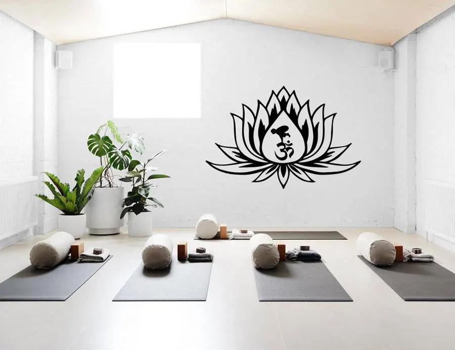 Lotus Flower Vinyl Wall Sticker Creative Design Decals For Living Room Bedroom Background Decor Adhesive Decal Yoga YJ12 | Дом и сад