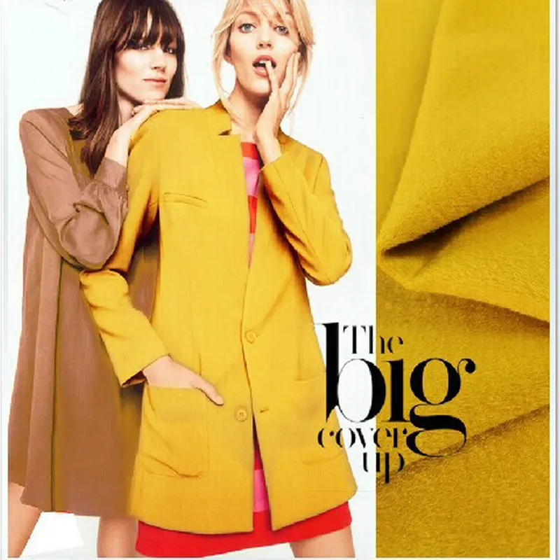 

yellow Free Shipping Cashmere and Woolens melton wool fabric FOR coat Winter garment W1H13