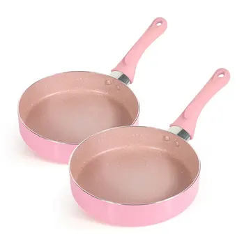 

6"+8"Aluminum Alloy Food Skillets Non-Stick Coating Frying Pan With Long Plastic Handle Fried Eggs Tools
