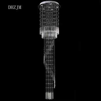 

New Modern Design Long Crystal Chandelies lustres de cristal LED bulb Staircase Lighting Dia60*H250cmFree Shipping