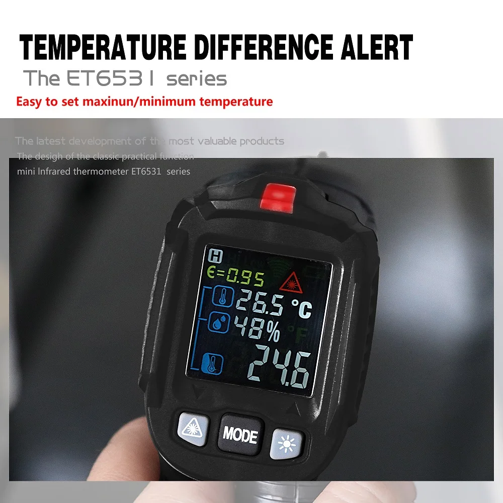 Цифровой термометр, измеритель влажности, инфракрасный гигрометр, температурный пирометр, Бесконтактный-50 ~ 600 градусов