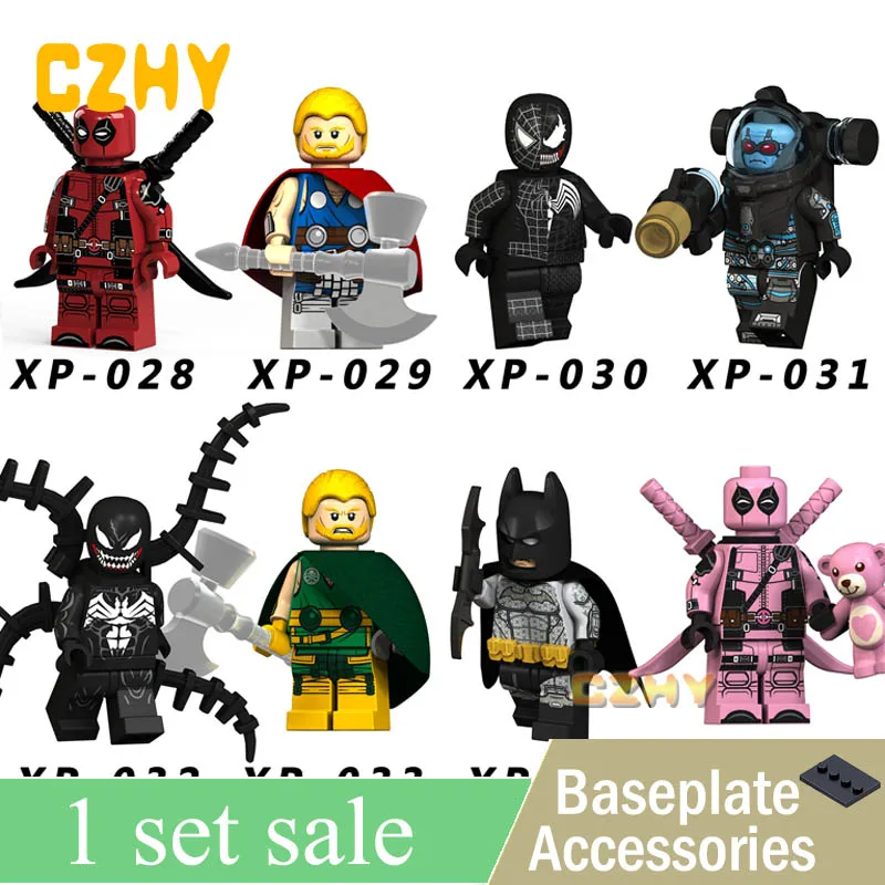 

Building Blocks Unworthy Thor HYDRA Deadpool Venom Mister Freeze Batmans Pink Pool Bricks Toys for Children KT1004