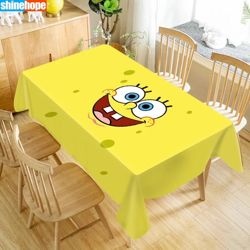 

Custom Spongebob Table Cloth Oxford Print Waterproof Oilproof Home Rectangular Party Table Cover 100X140cm/140X250cm