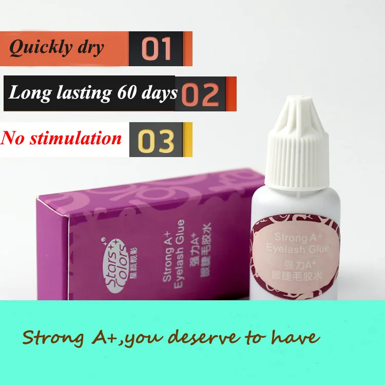 

Stars Colors Long Lasting Strong Eyelash Glue A+ Fast Dry Professional Eyelash Extension Adhesive Low Odor