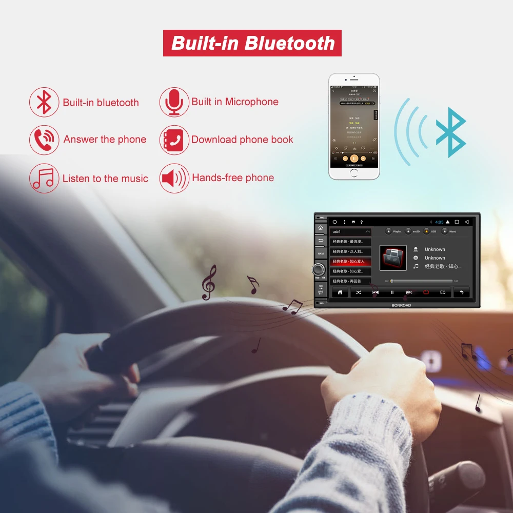 Bonroad " 2Din Android 9,0 Автомобильный мультимедийный плеер для Nissan для hyundai для Kia gps-навигация, радио, стерео-видео(без DVD