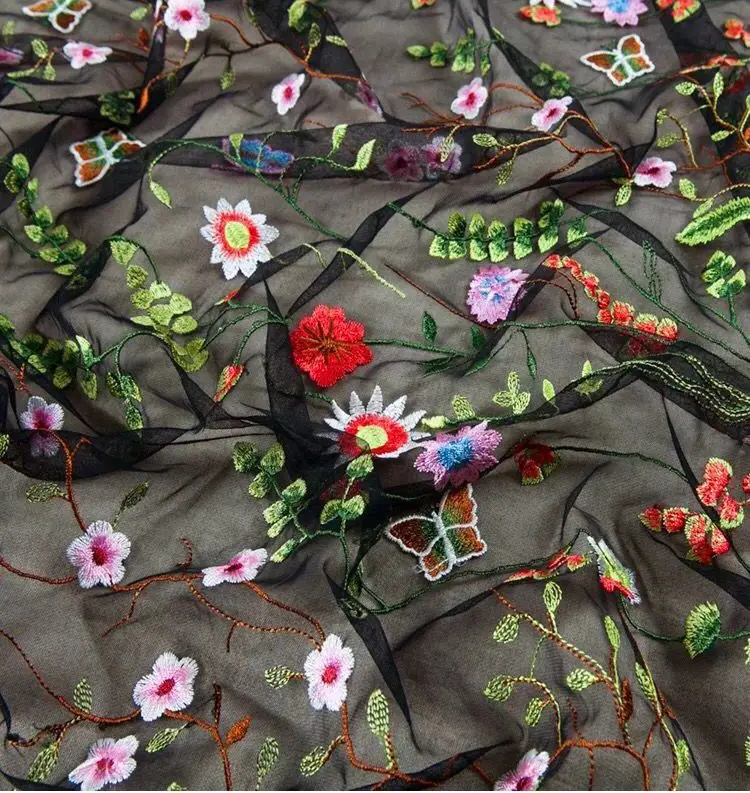 

Fashion Flower Net Embroidered Fabric African Lace Material Sew On Wedding Dress Clothes Fabric Handwork Textile