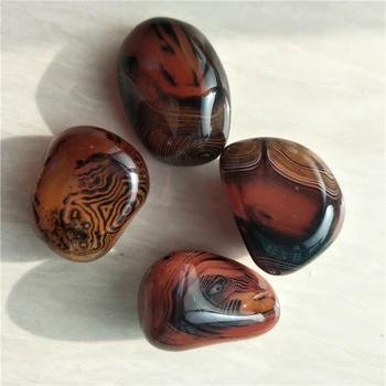 

DHX SW 4pcs natural silk agate palm stone irregular carved polished agate crystal reiki healing sardonyx gemstone as a gift