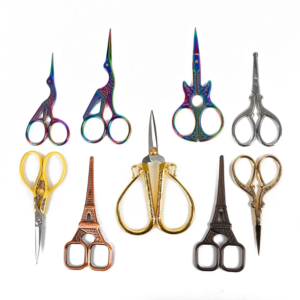 

1PCS Stainless Steel Durable Nail Scissors Retro DIY Sewing Horny Scissors Family Makeup Remover Makeup Embroidery Craft Tools