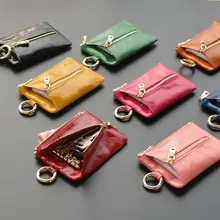 Женская сумка для ключей из натуральной кожи, брелок из воловьей кожи, милый маленький кошелек