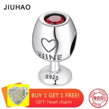 Модный 925 пробы Серебряный ярко-красный CZ винный Кубок изящные бусы подходят к оригиналу Pandora браслет для изготовления ювелирных изделий