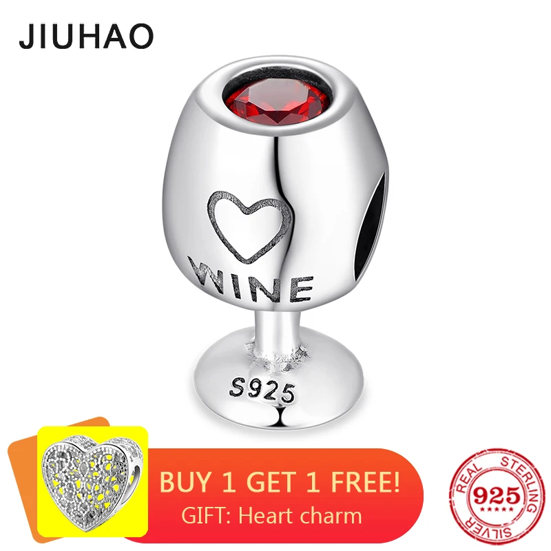 2018 mode 925 argent Sterling brillant rouge CZ coupe de vin fines perles Fit Original Pandora bracelet à breloques fabrication de bijoux