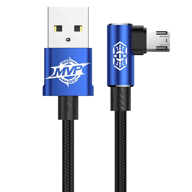 Baseus Micro USB кабель Реверсивный 2A Быстрая зарядка синхронизации данных Кабель Microusb для Xiaomi Redmi 4x Note 4 Android кабель мобильного телефона - Цвет: Синий