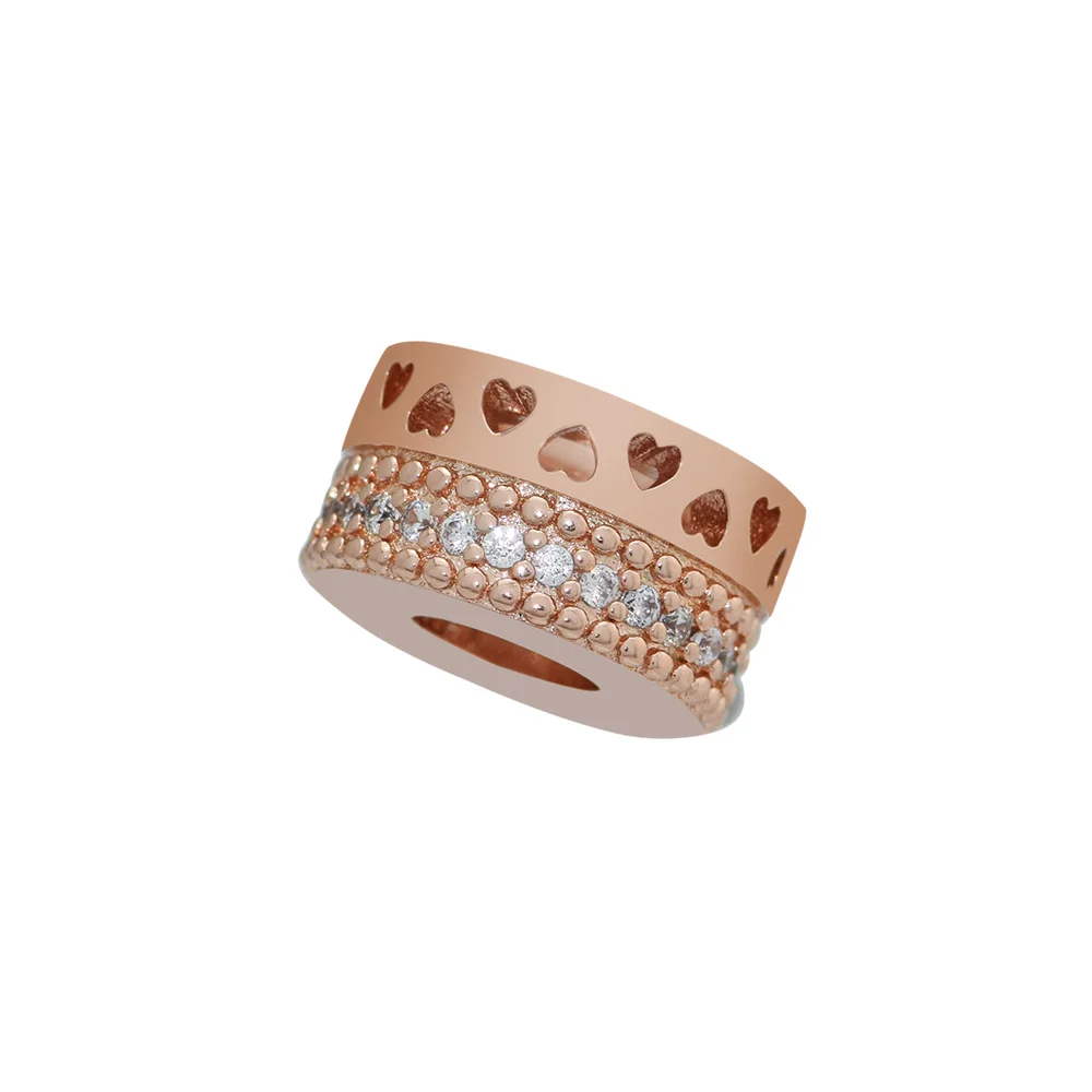 

Pandulaso Rose Gold Openwork Hearts Beads For Jewelry Making Fits Sterling Silver Jewelry Bracelets For Woman DIY Jewelry