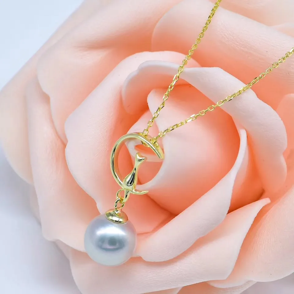 

S925 SterlingSilver Freshwater Pearl Pendant Jewelry 8-9mm White