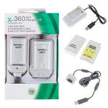 USB Cable Battery Charger Dock Station for XBOX 360 Wireless Game Controller + 2 x 4800mAH Ni-MH Rechargeable Battery Pack
