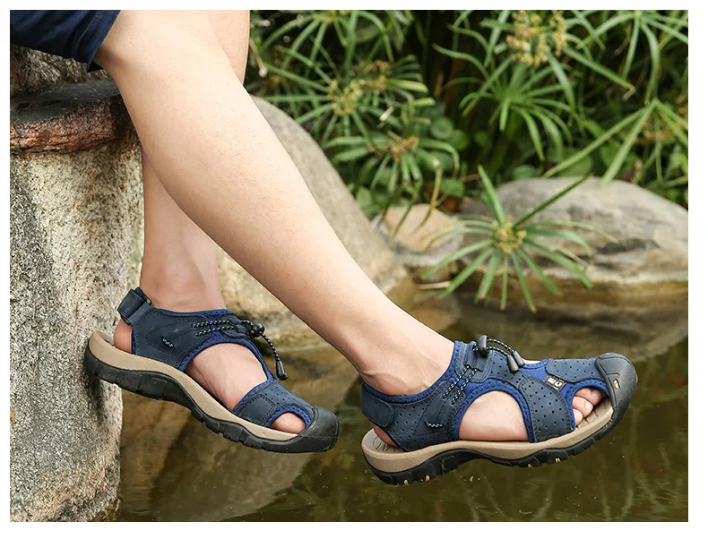 MANLI/большой размер 47; летние мужские уличные сандалии; походная обувь; резиновые сандалии из сетчатого материала; быстросохнущие пляжные мужские сандалии