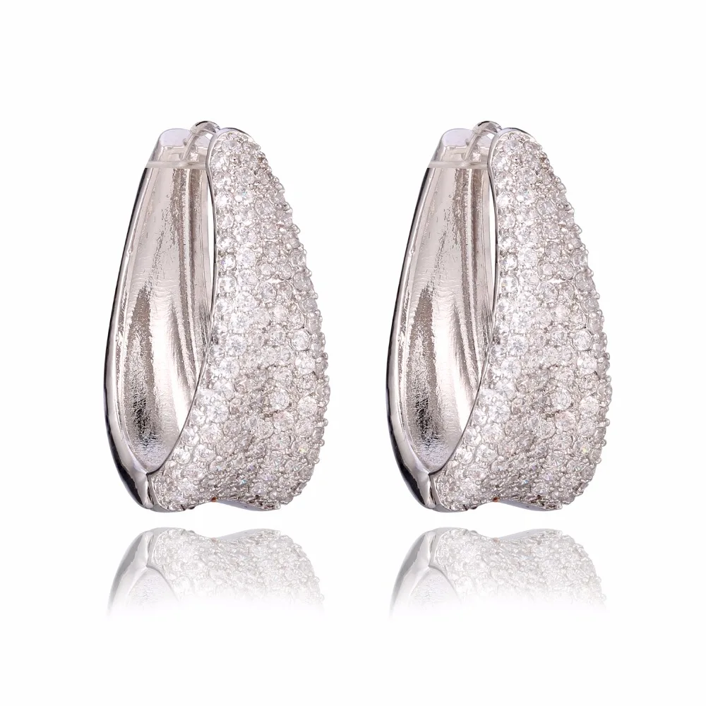 

GrayBirds New Hoop Earring 33*14mm Imitation Rhodium Plated With AAA Cubic Zirconia Best Gift For Girl Friend Or Sister XYE046