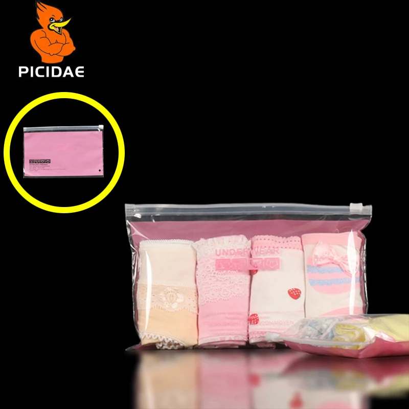 

Pink Panties Woman Print Pattern Transparent Reseal Package Slide Valve Bag Plastic Slide PE Dedicated Zipper Ziplock Child Ms