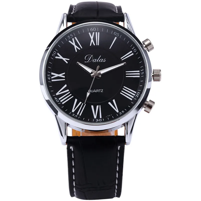 New Luxury Mens Men's watches quartz leather Faux Leather Analog Quartz Wrist Watch Black Men Wholesale #2AP22B (1)