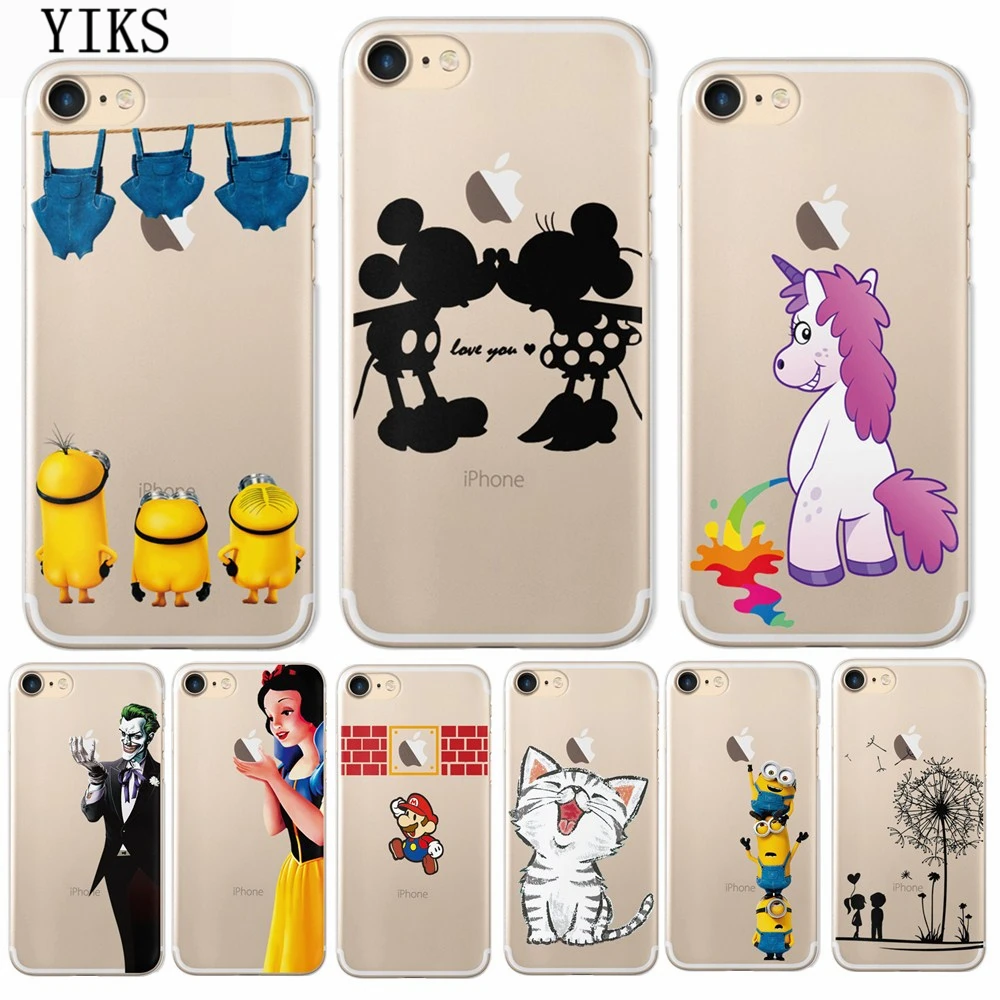 

YIKS Luxury Phone Case For iPhone 8 7 6 6s 5 5s SE Plus Transparent pattern Soft TPU Back Cover Capa For iPhone X