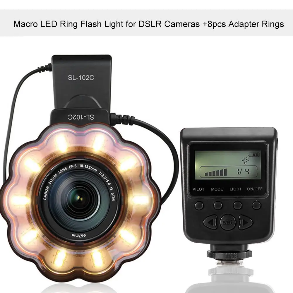 Новое освещение светодиодный кольцевой вспышки для DSLR камеры s + 8 шт. переходные кольца для наружной камеры 4 X AA лазерные перчатки