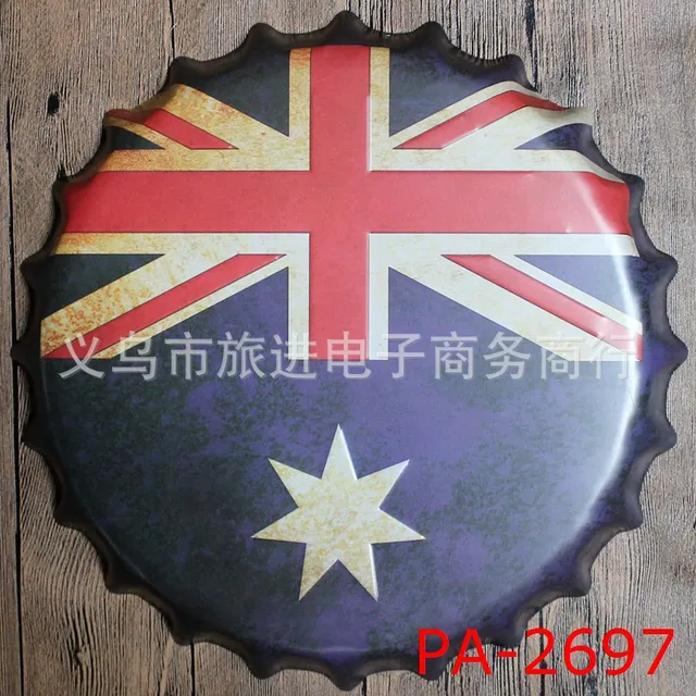 40cm Australia Bottle Cap Vintage Home Decor Tin Sign Bar Wall Decor ... 40cm Australia Bottle Cap Vintage Home Decor Tin Sign Bar Wall Decor ...