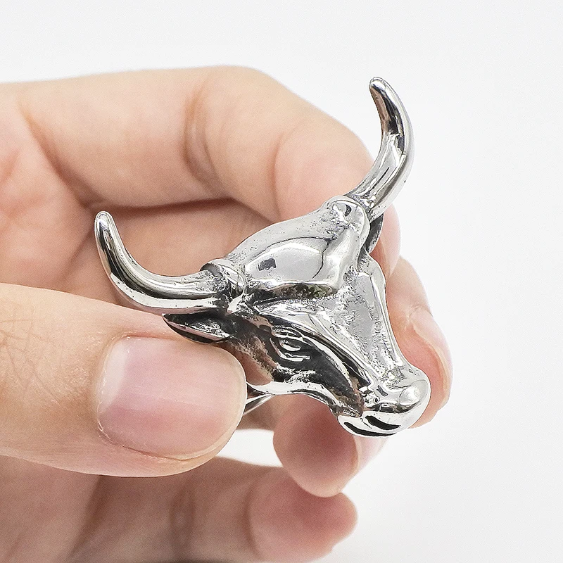 Details about   Cool Bull Ring Stainless Steel Punk Biker Silver Color Animal Jewelry Man Gift 