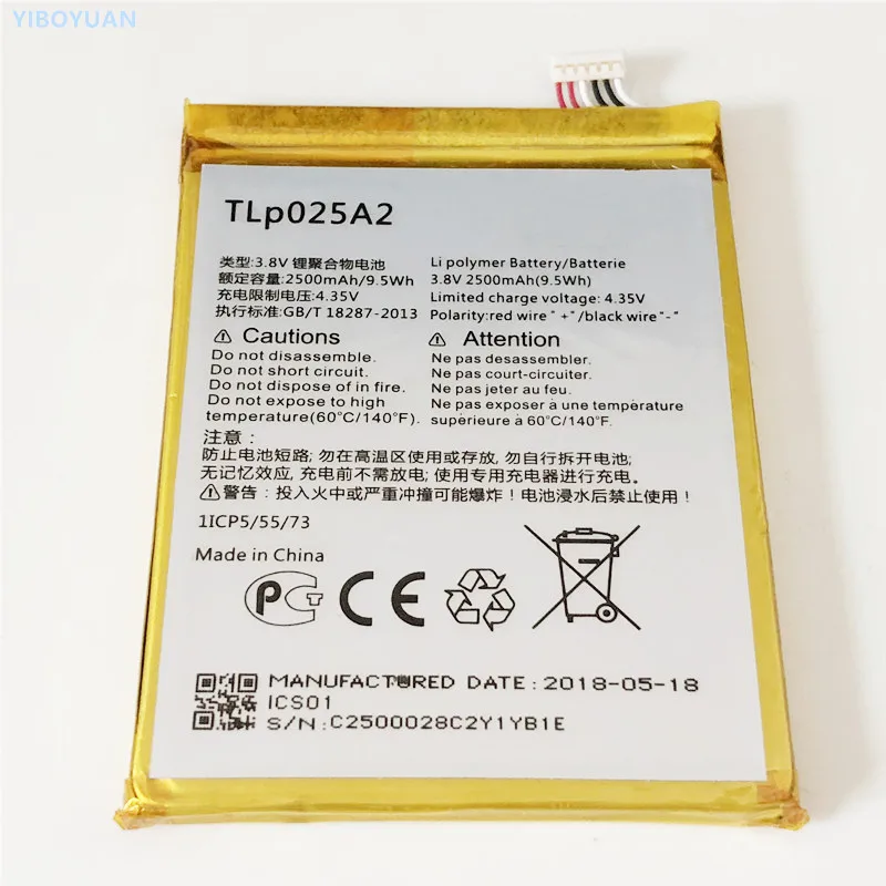 

3.8V 2500mAh TLp025A2 For TCL Y900 Y710 S960 S960T J920 J926T J928 Battery