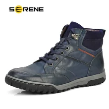 SERENE Men Shoes Nubuck Leather Ankle Boots Lace-Up Flats Collision Avoidance Skid Martin Boots Ckukka Winter Botas Big size3212