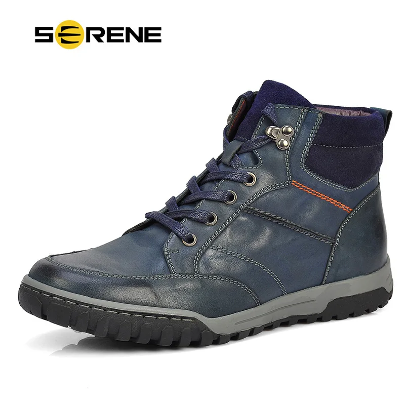 SERENE font b Men b font font b Shoes b font Nubuck Leather Ankle Boots Lace
