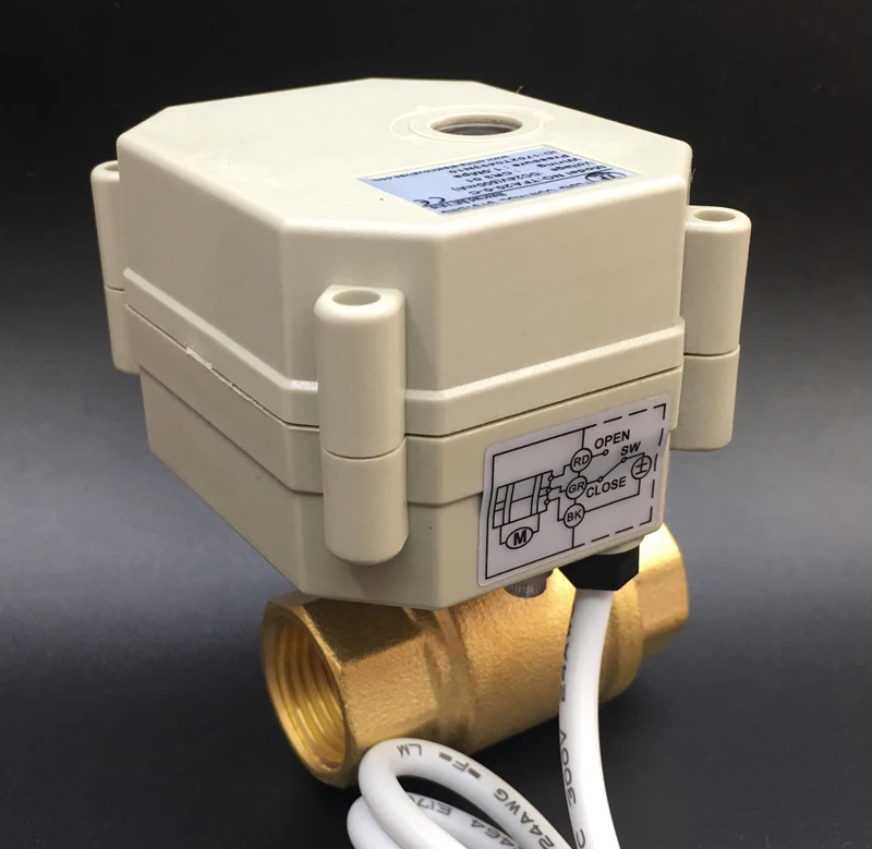 

TF15-B2-C DC5V 2/3/5/7 Wires 2-Way DN15 BSP 1/2'' Motorized Water Valve With Position Indicator On/off 5 Sec Metal Gear CE IP67