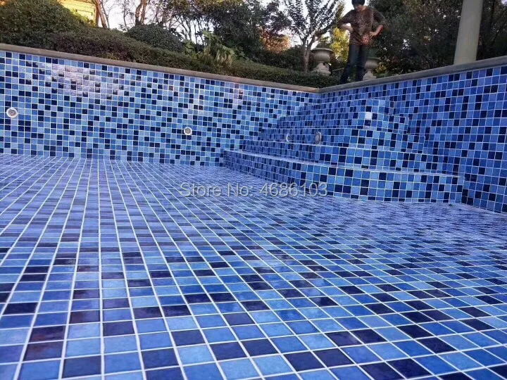 Голубая мозаика для бассейна, кирпичная плитка для рыбьего пруда, стена для ванной комнаты, нескользящий пол для кухни, сетчатая Подложка для балкона
