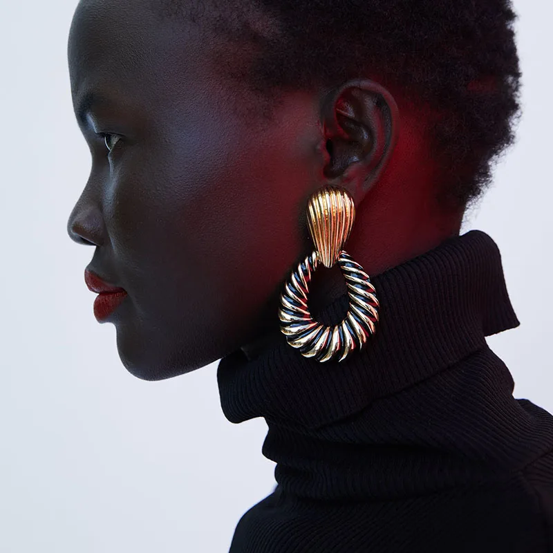

Dvacaman 2018 ZA Handmade Gold Color Water Drop Earrings Women Party Wedding Maxi Pendant Earrings Jewelry Christmas Gifts W16