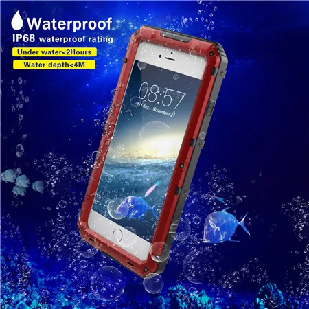 Металлический алюминиевый защитный Пылезащитный Водонепроницаемый чехол для iPhone X, 8, 7, 6 S, 6 Plus, 5, 5S, водонепроницаемый противоударный чехол s, чехол - Цвет: Red