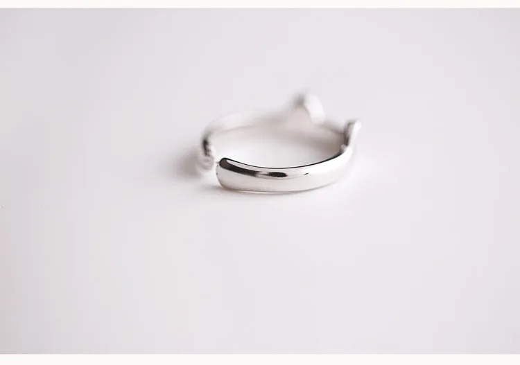 925 пробы Серебряное кольцо с кошачьими ушками, дизайн, милые S925 ювелирные изделия, кольцо с котом для женщин, молодых девушек, детей, регулируемое